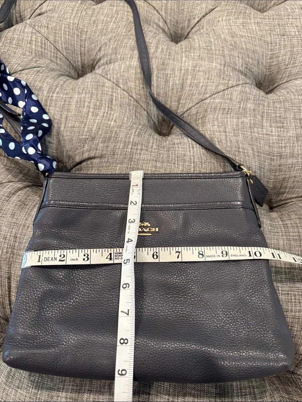 Coach Bag Dark Navy Pebbled Leather File Crossbody - Picture 17 of 17